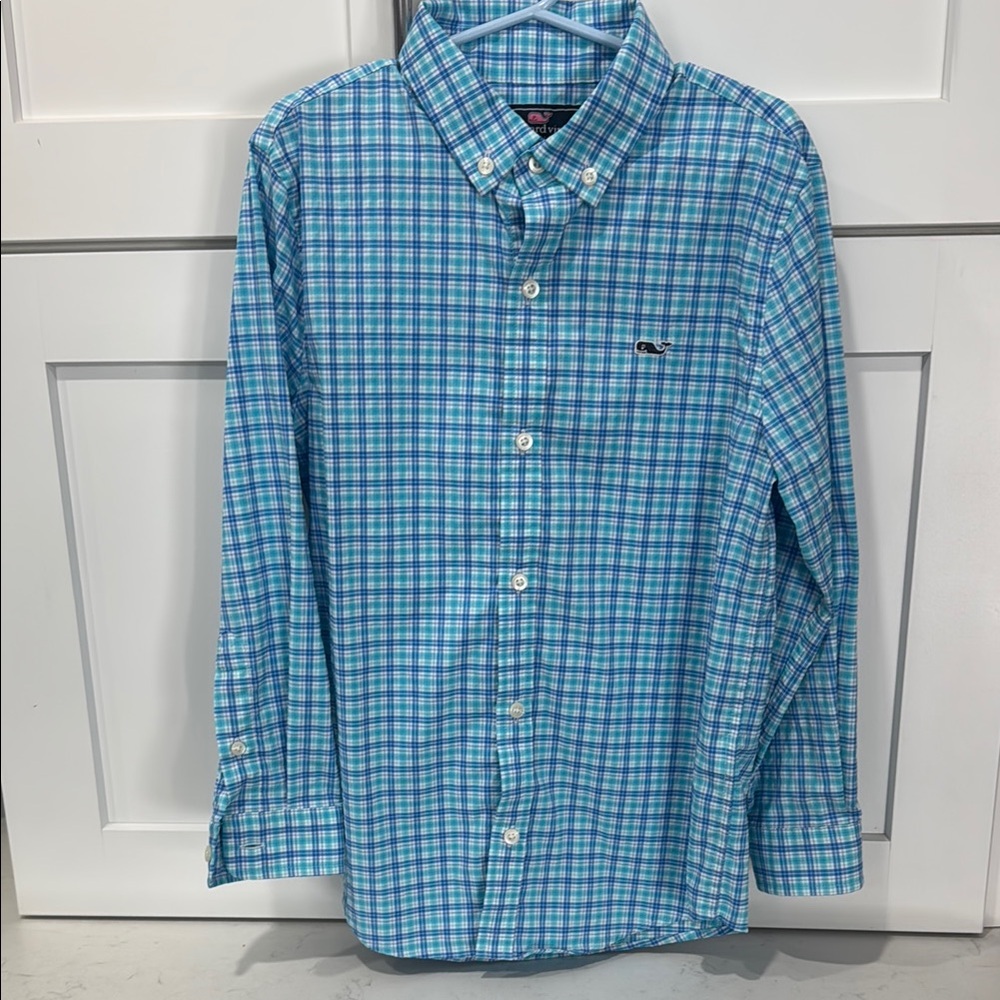 Vineyard Vines Blue and White Checkered Button-Down Shirt